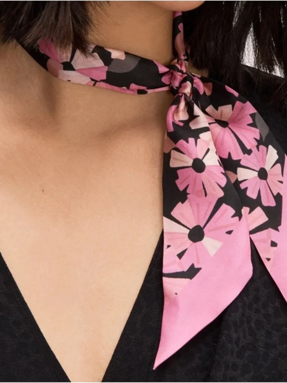 Kate Spade Lilac Floral Skinny Silk Scarf